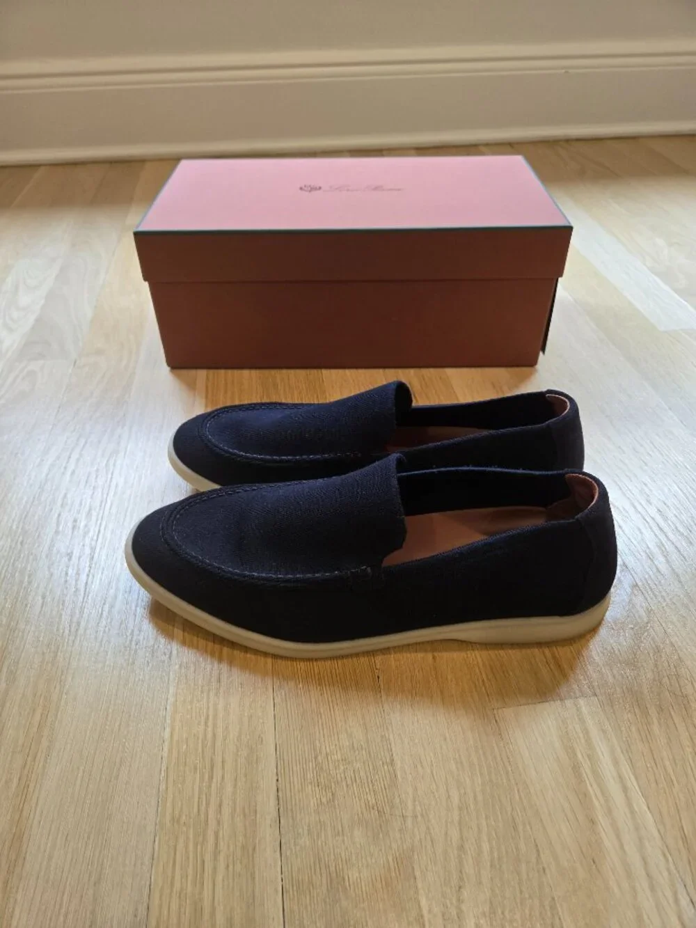 Loro Piana Blue Navy Knitted Summer Walk Loafers